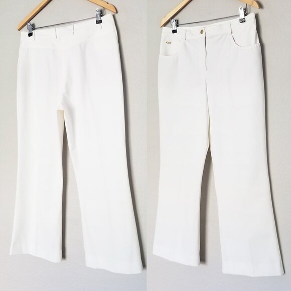 Vintage St. John Sport Essentials Marie Gray White Jeans 12 Cotton Spandex Wide - Picture 14 of 16